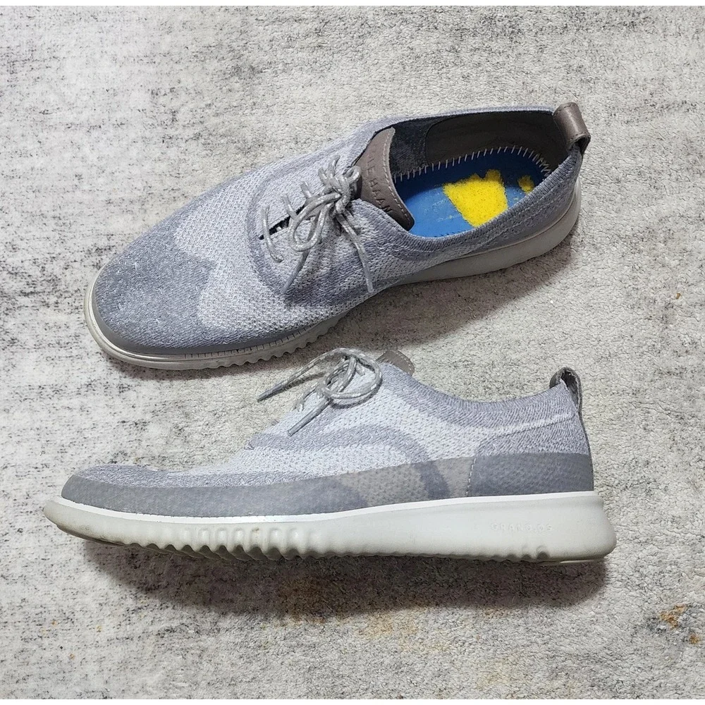 Cole Haan Mens ZeroGrand Gray Knit Wingtip  Stitchlite Shoes C28827 Size 11